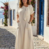 Elowyn | Maxikleid mit Rundhalsausschnitt und kurzen Ärmeln
