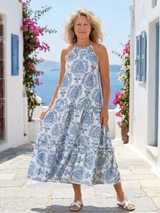 Isadora | Ärmelloses Midi-Kleid mit hohem Kragen