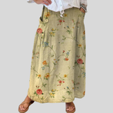 Eleganter Retro-Rock für Damen mit Blumenmuster, elastischem Bund und Taschen
