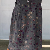 Damen Blumen Kunstdruck Leinen Taschenrock