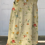 Eleganter Retro-Rock für Damen mit Blumenmuster, elastischem Bund und Taschen