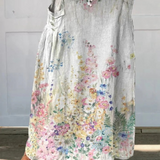 Eleganter Retro-Rock für Damen mit Blumenmuster, elastischem Bund und Taschen