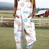 Damen Vintage Floral Weitbeiniger Jumpsuit - Komfort & Müheloser Stil