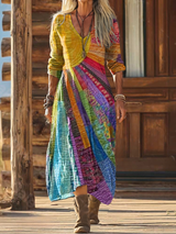 Boho-Chic Sonnenmuster Kleid