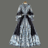 Blumen A-Linien Kleid mit Gürtel