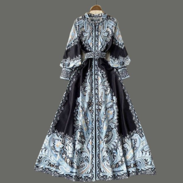 Blumen A-Linien Kleid mit Gürtel