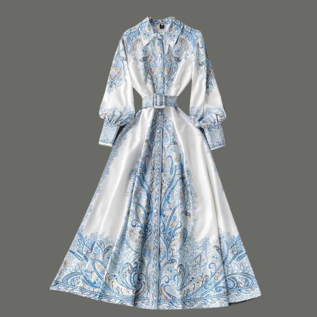 Blumen A-Linien Kleid mit Gürtel