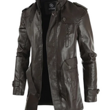 Elegante Lange Leder Bikerjacke