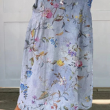 Eleganter Vintage Blau Druck Damen Leinen Taschenrock