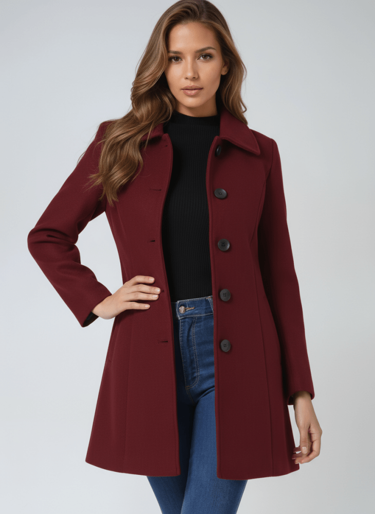 Helena | Damen Wintermantel mit Ein-Knopf-Verschluss