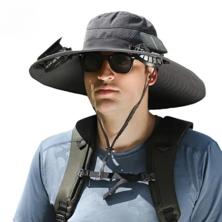 Outdoor-Sonnenhut mit integriertem Solarlüfter und verstellbarer Passform