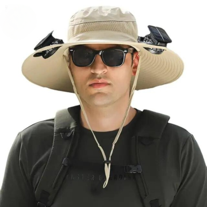 Outdoor-Sonnenhut mit integriertem Solarlüfter und verstellbarer Passform