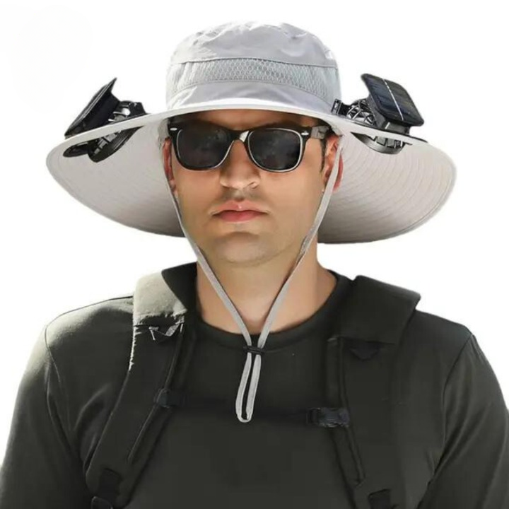 Outdoor-Sonnenhut mit integriertem Solarlüfter und verstellbarer Passform