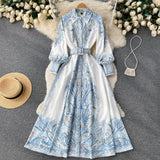 Blumen A-Linien Kleid mit Gürtel