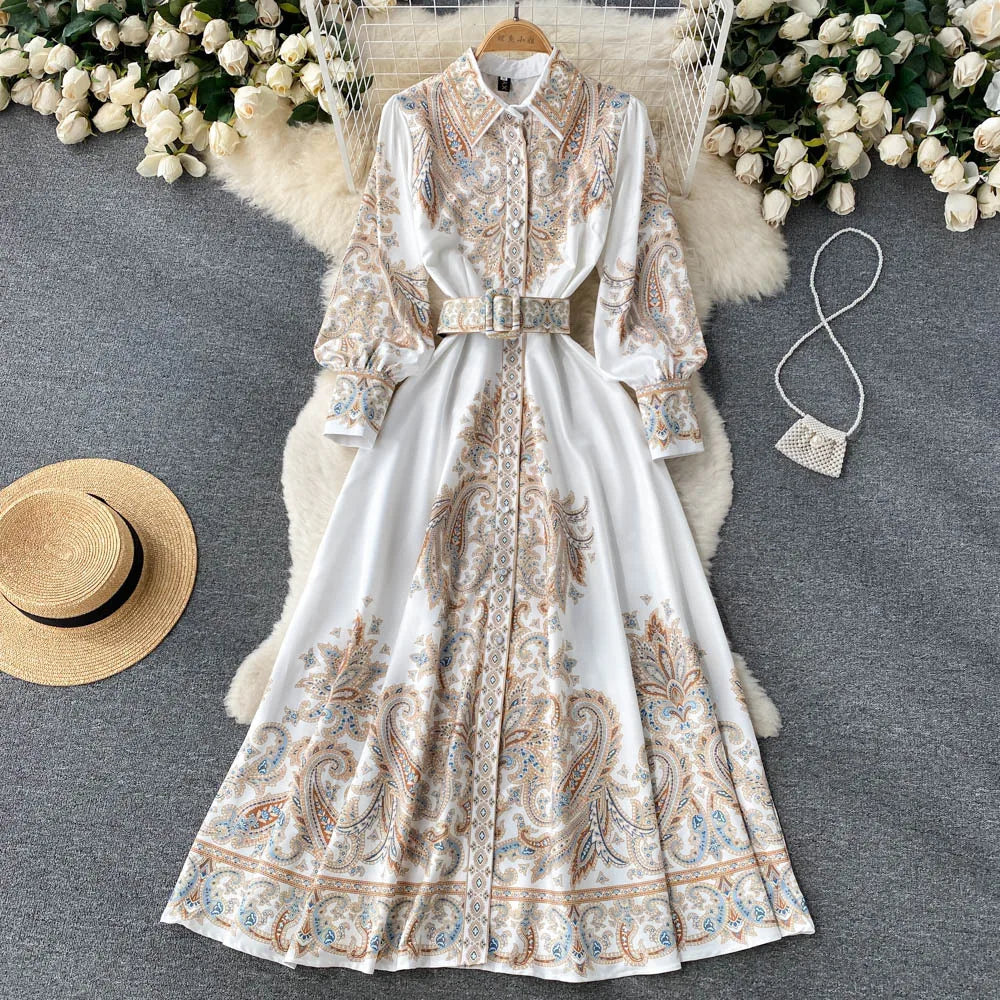 Blumen A-Linien Kleid mit Gürtel