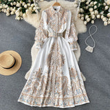 Blumen A-Linien Kleid mit Gürtel