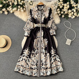 Blumen A-Linien Kleid mit Gürtel