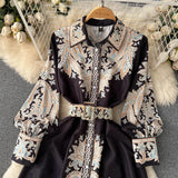 Blumen A-Linien Kleid mit Gürtel