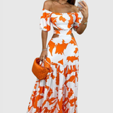 Xiomara | Damen Maxi-Kleid mit kurzen Ärmeln und Ausschnitt
