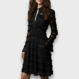 Parisa – Midi-Kleid mit transparenten Fransen-Details