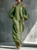 Viktoria | Maxikleid mit Puffärmeln grün
