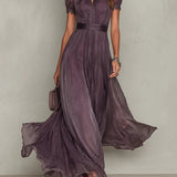 Ashley | Damen Maxikleid mit kurzen Ärmeln