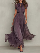 Ashley | Damen Maxikleid mit kurzen Ärmeln