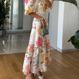 CAMILLE – ELEGANTES BLOOM PUFF-SLEEVE KLEID