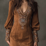 Lunori™ | Lila besticktes Minikleid