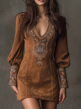 Lunori™ | Lila besticktes Minikleid