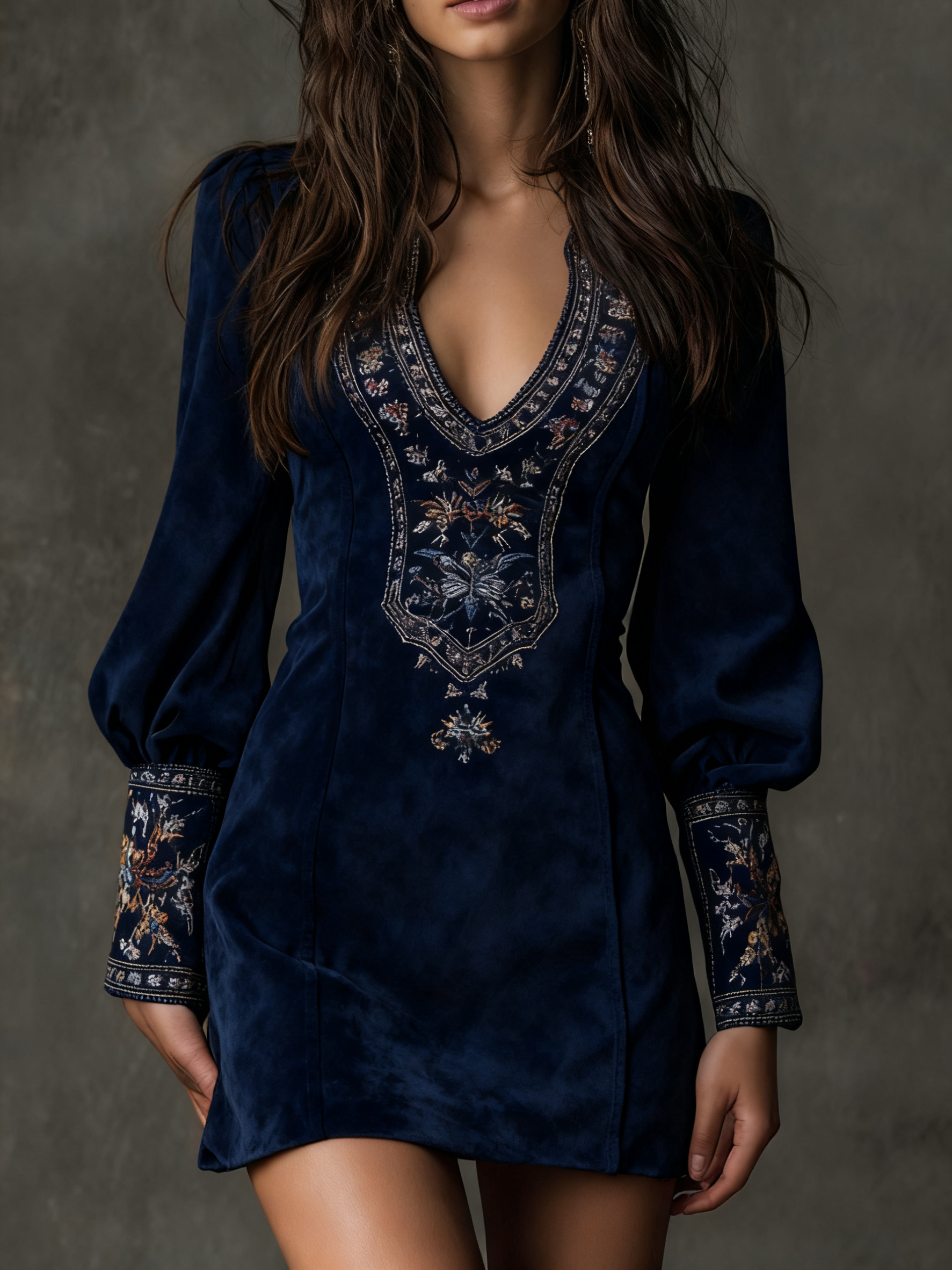 Lunori™ | Lila besticktes Minikleid