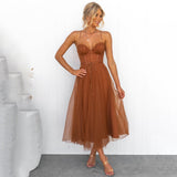 Ärmelloses Midi-Kleid für Damen mit Taillenzug
