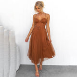 Ärmelloses Midi-Kleid für Damen mit Taillenzug