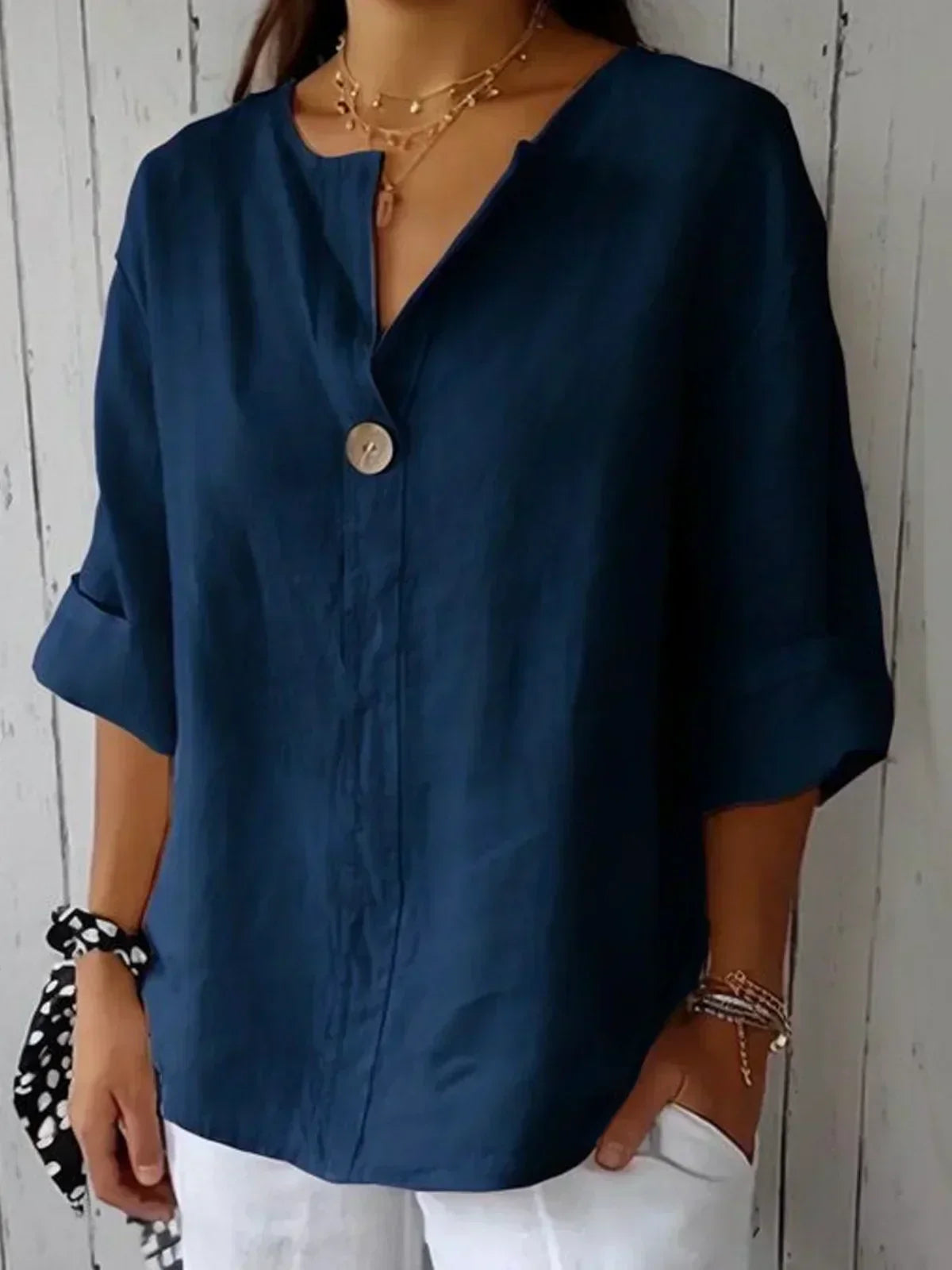 Jessa™ - Lässige V-Ausschnitt Bluse