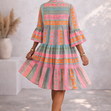Elena | Gemustertes Fließendes Midi-Kleid