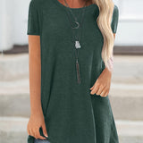 Faye™ - Lässiges Longline Crew Neck T-Shirt