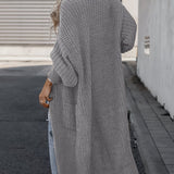 Damen Maxi Cardigan mit langen Ärmeln und Taschen