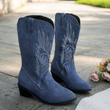 Adaeze | Damen Westernstiefel mit weitem Schaft und Blockabsatz