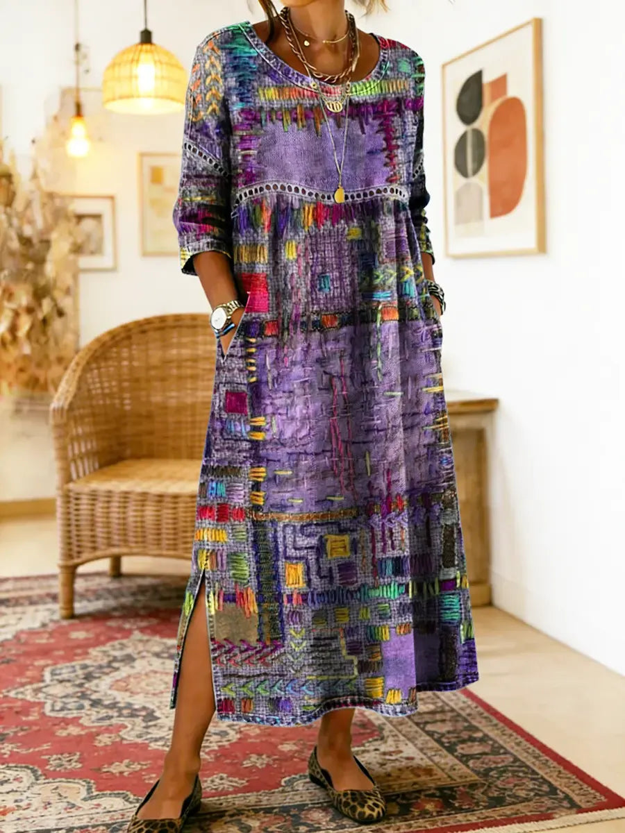 Isabelle | Ethnisches Patchwork-Kleid