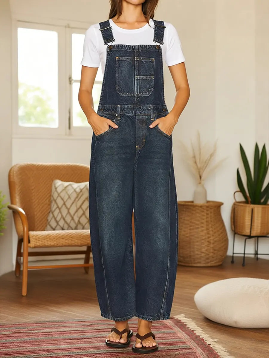 Nora | Denim Latzhose Jumpsuit mit Taschen