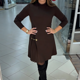 Stylisches Langarmkleid mit gefältelten Details