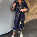 Rose™ – Vintage Lockerer V-Ausschnitt Midi-Kleid
