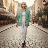 Annegret | Groene Trui met Waterlelie Motief