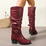 Ragnhild | Damen knöchelhohe Stiefel in Slouch-Optik mit Schnallenriemen
