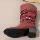 Ragnhild | Damen knöchelhohe Stiefel in Slouch-Optik mit Schnallenriemen