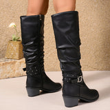 Ragnhild | Damen knöchelhohe Stiefel in Slouch-Optik mit Schnallenriemen