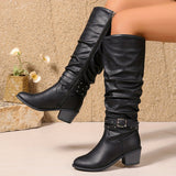 Ragnhild | Damen knöchelhohe Stiefel in Slouch-Optik mit Schnallenriemen