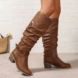 Ragnhild | Damen knöchelhohe Stiefel in Slouch-Optik mit Schnallenriemen