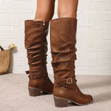 Ragnhild | Damen knöchelhohe Stiefel in Slouch-Optik mit Schnallenriemen
