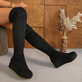 Aveline | Damen Overknee-Stiefel mit Keilabsatz und elastischem Schaft